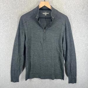 SmartWool 1/4 Zip Sweater Men L Grey‎ Merino Wool Knit Stretch Pullover EUC